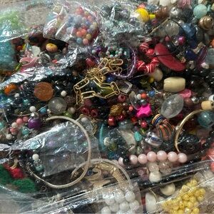 3 Pound Multicolor Beads and Jewelry Crafting Lot Harvest Destash Projects